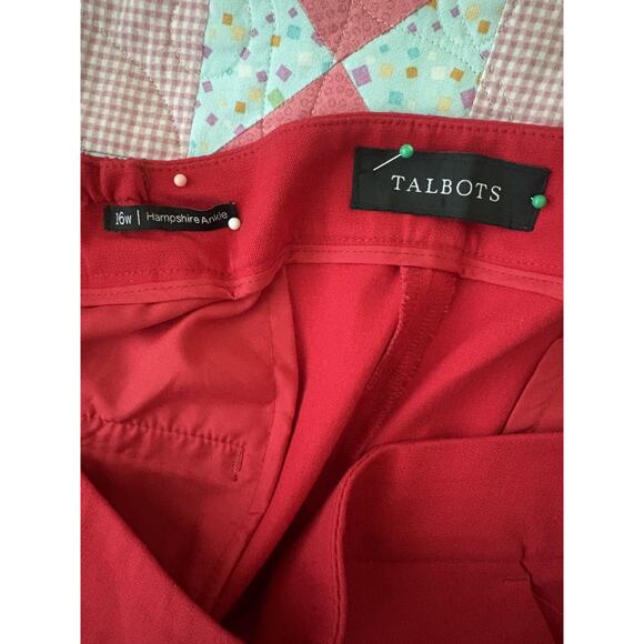 Talbots Women's 16W Red Hampshire Ankle Dress Pants, Pockets, Belt Loops - Picture 2 of 6